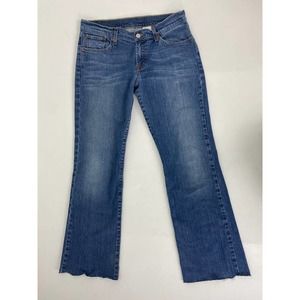 Lucky Brand Jeans Mid Rise Flare Raw Hem Blue Denim - Size 10 / 30